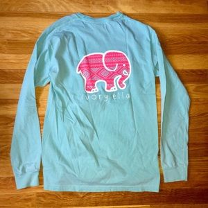 ivory ella teal long sleeve pocket tee